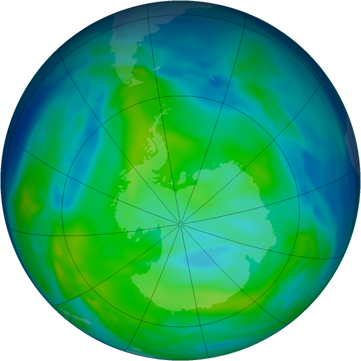 Antarctic ozone map for 08 June 2006